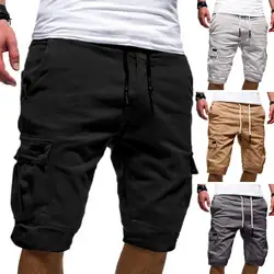 Summer Trend Men Cargo Shorts Drawstring Shorts Short Pants Casual Straight Shorts Fitness Shorts for Men ropa hombre шорты