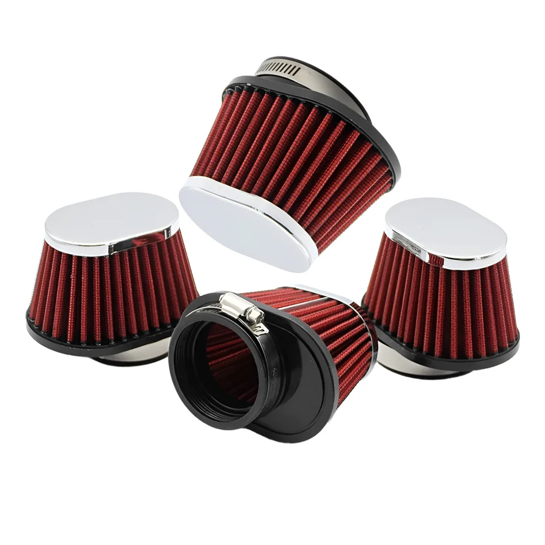 4Pcs Motorcycle Carburetor Carb 55mm Oval High Flow Air Intake Filter Pods Inlet Cleaner Fit For Honda CB 750 900 1000 CR VM TM
