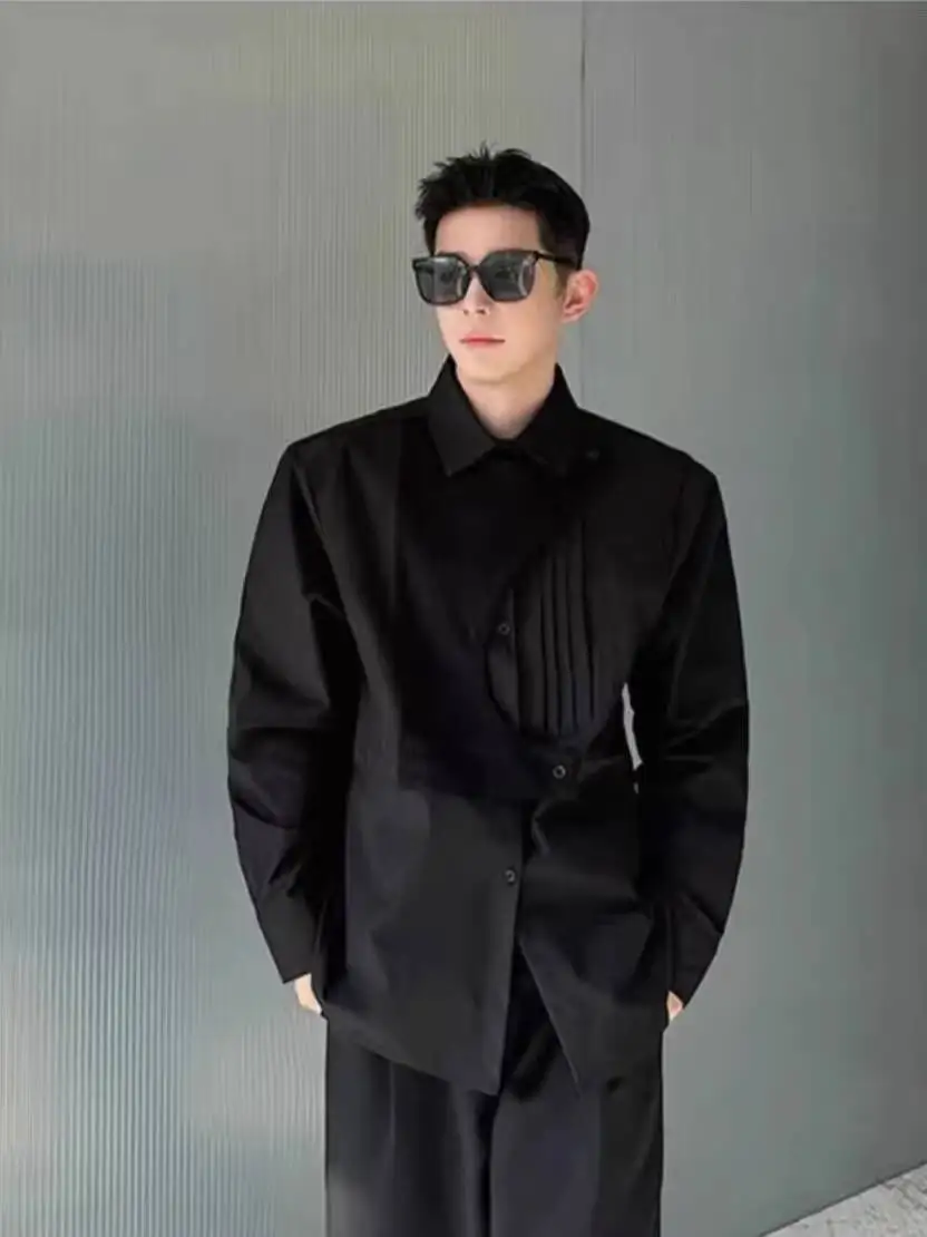 

2026 Spring Autumn Man Shirts Men's Deconstructed Splicing Long Sleeve Shirts Gothic Punk Luxury Casual Shirt