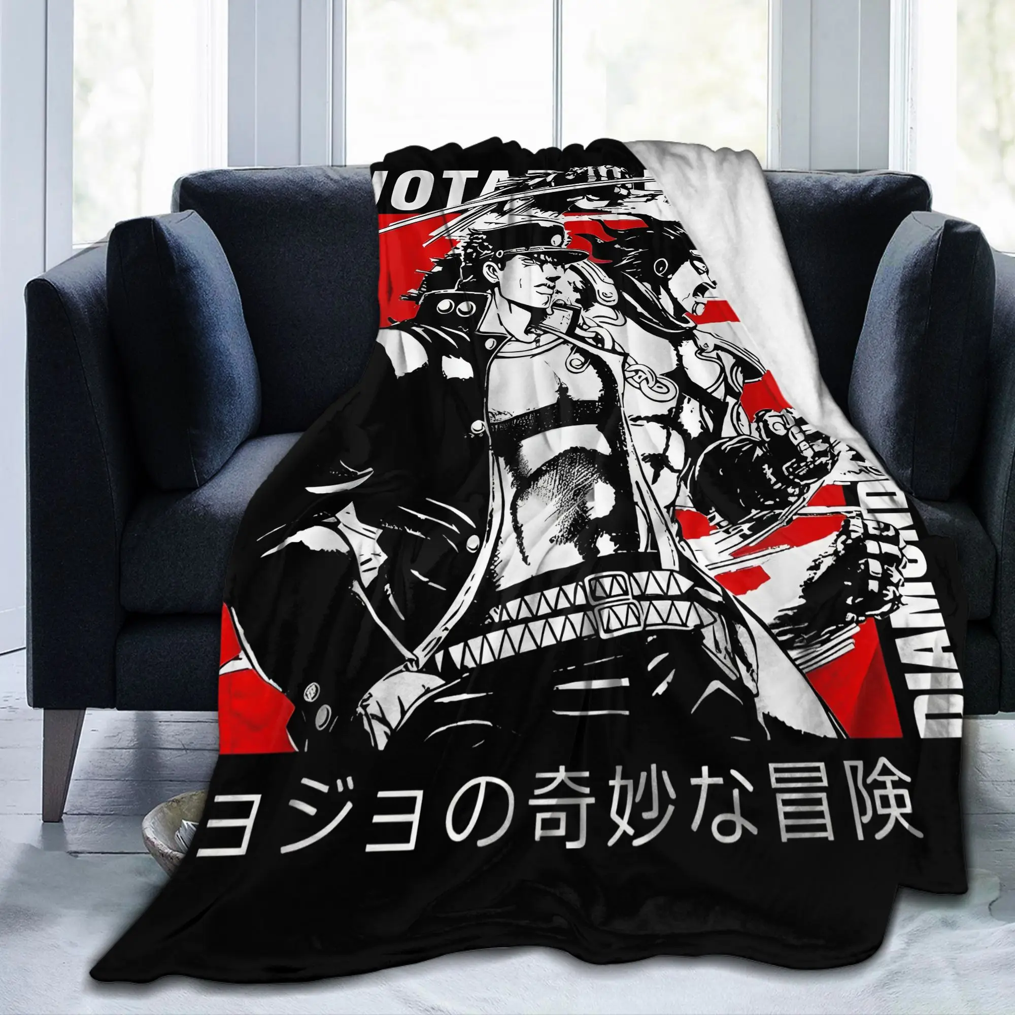 JoJo's Bizarre Adventure Blankets Japanese Anime Fleece Funny Breathable Throw Blanket for Bedspread Winter Outdoor