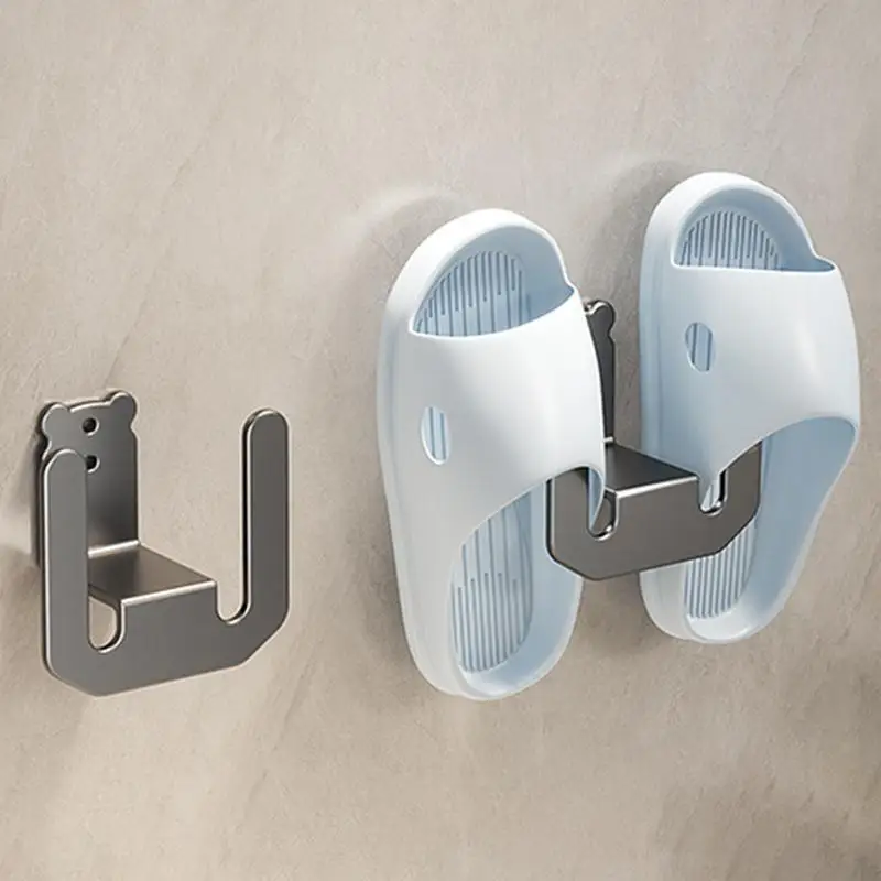 Wall Slipper Rack No Drill Bathroom Slipper Holder Hangable Shoe Rack Hook Slipper Display Drying Rack For Dryer Shoe Hangable