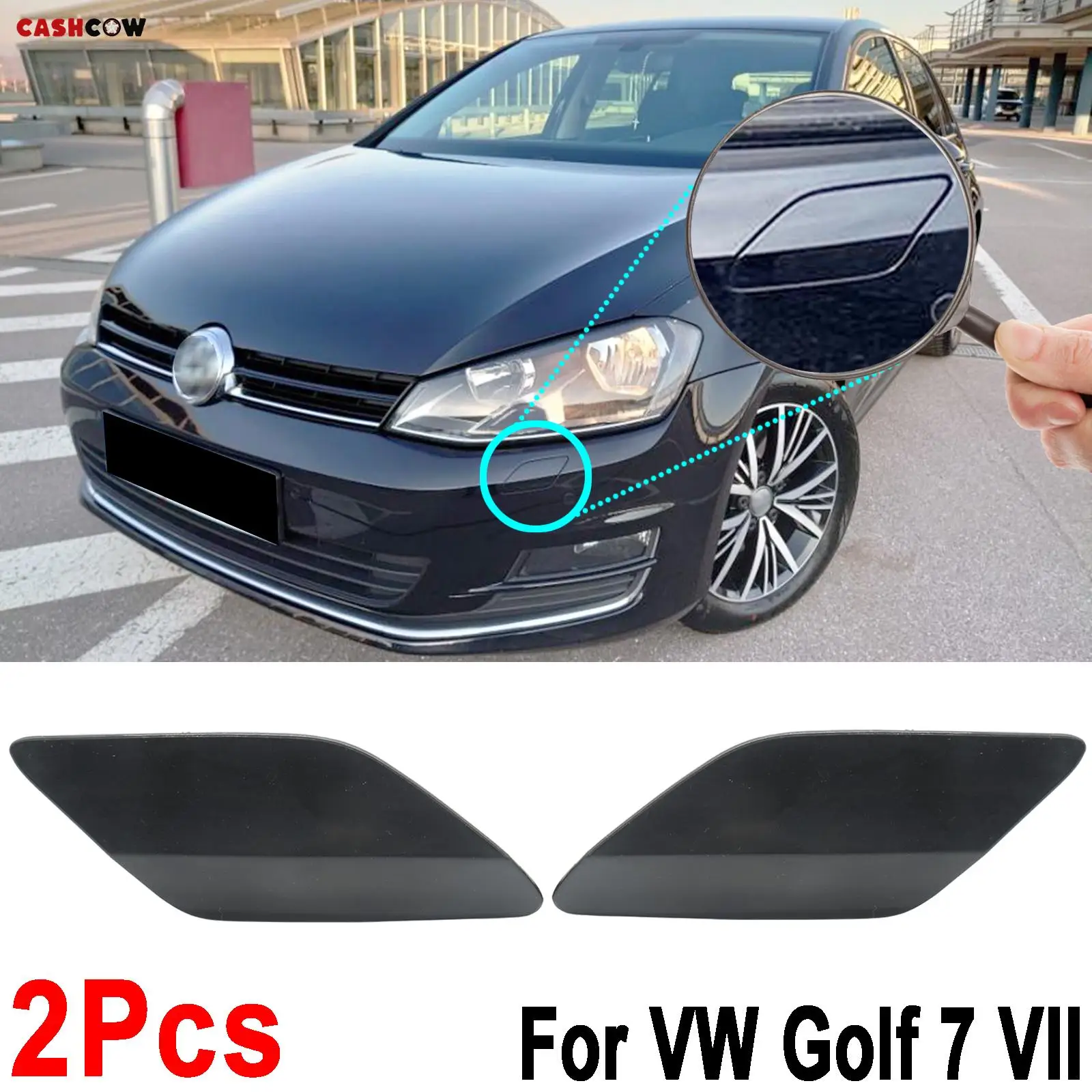 Left & Right Headlight Headlamp Washer Spray Nozzle Jet Cover Cap Lid For Volkswagen Golf 7 MK7 2013 - 2017 5GG955109 5GG955110