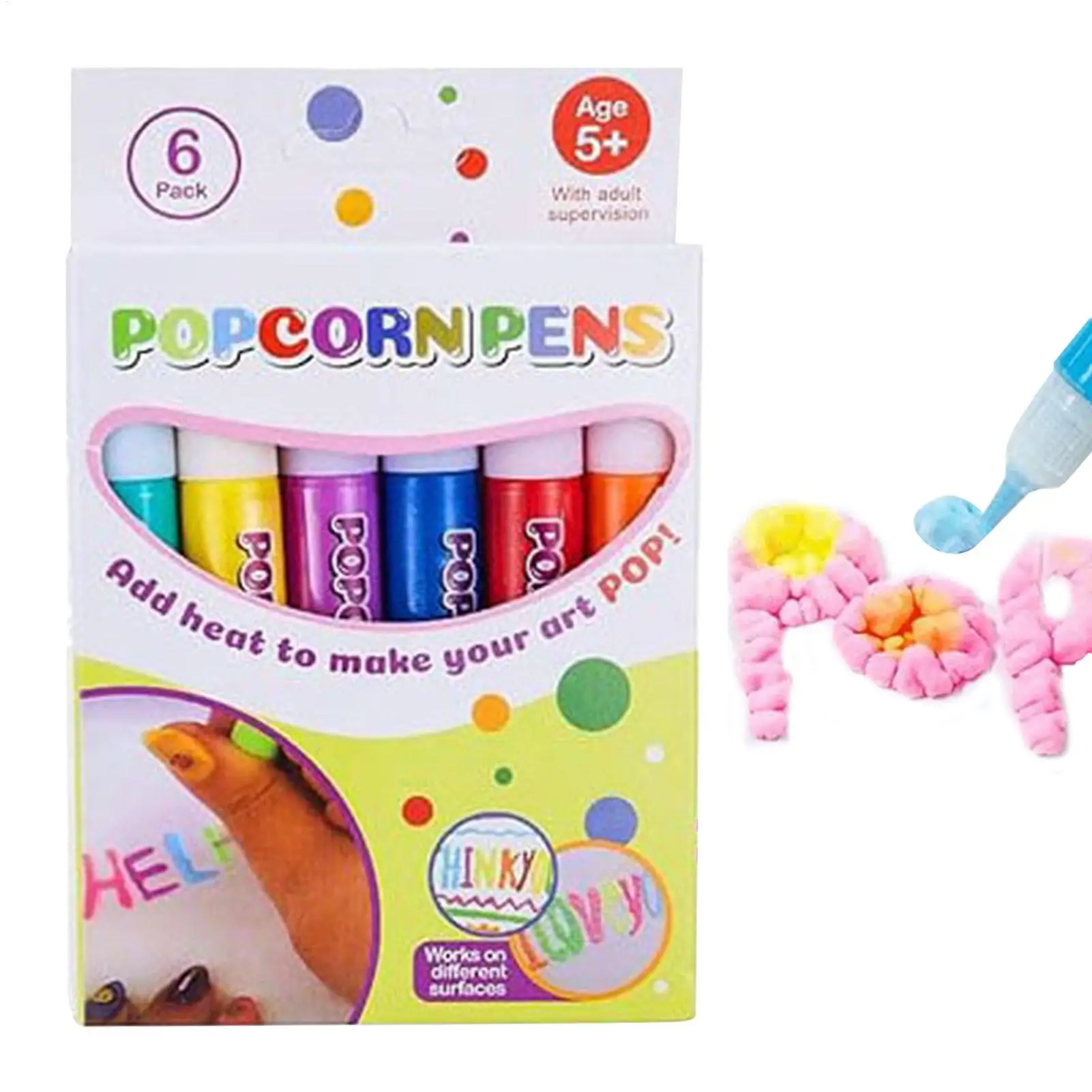 6Pcs Popcorn Pen Multifunctional Foam Marker Pen Notebook Children's Magic Pen Fun Fluffy Pen 3D Bubble Pen image 3