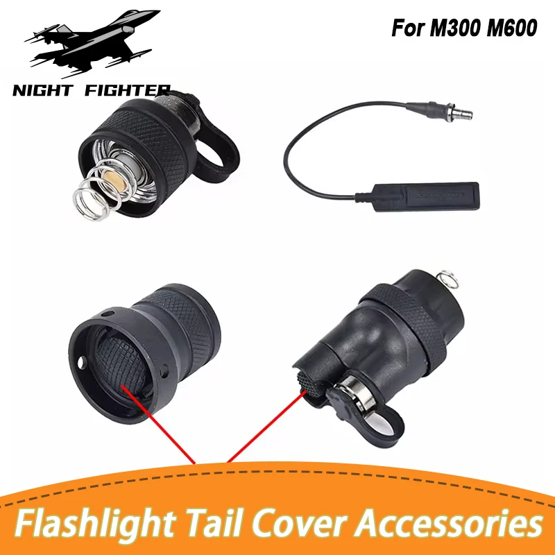 

Tactics Airsoft Flashlight Metal Tail Cap Dual Function Pressure Switch Cover For Surefir M300 M600 Flashlight Hunting Light