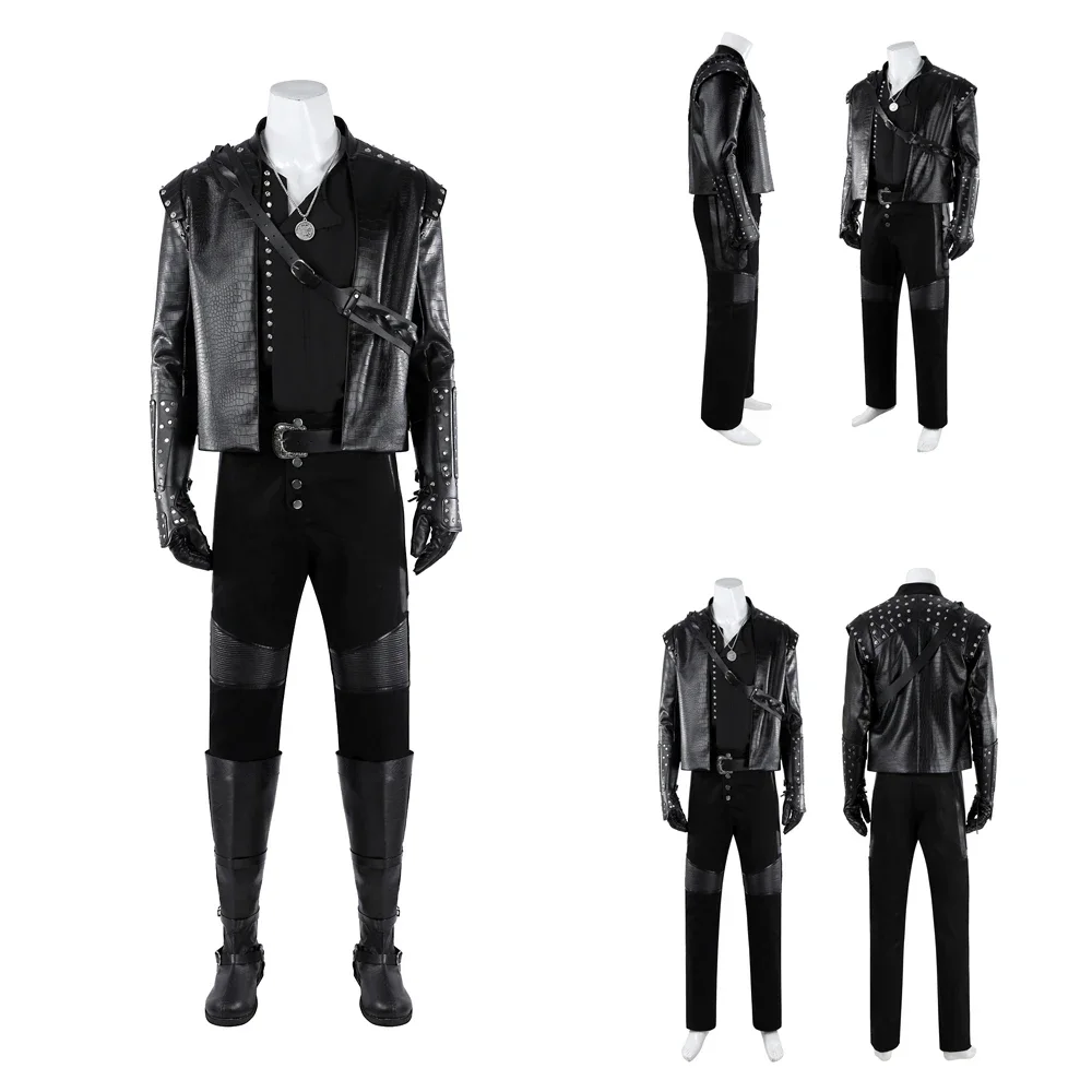 

Костюм для вечеринки на Хэллоуин, Геральт Оливия, ролевой костюм, высококачественная мужская кожаная куртка, топ, брюки, карнавальный костюм