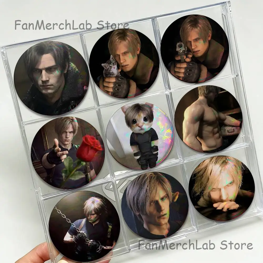 R-Resident L-LeonS K-Kennedy Creative Round Badge Button Pin Bag Decor Fans Collection Friends Gift Brooch