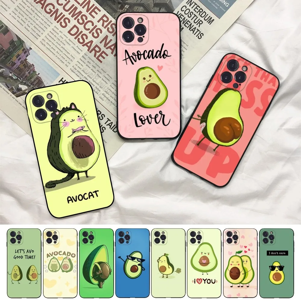 Cute Cartoon Avocado Food Phone Case For iPhone 15 14 11 12 13 Mini Pro XS Max Cover 6 7 8 Plus X XR SE 2020 Funda Shell