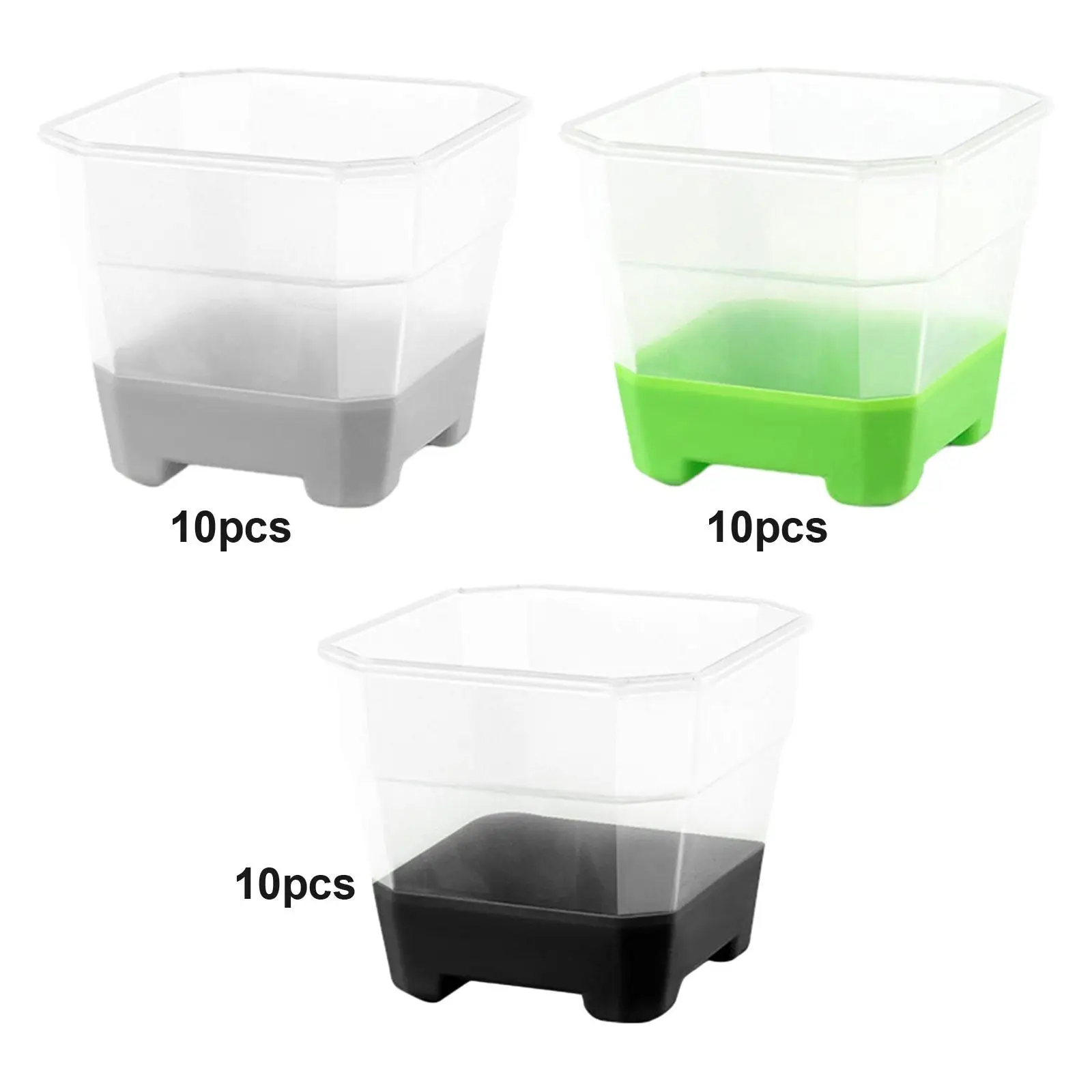 10 Pieces Nursery Pots Planting Pots Reinforced Clear,Reusable,Square Seed