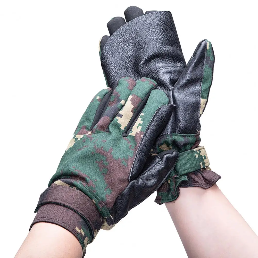 

Durable Convenient Camouflage Print Rock Climbing Downhill Gloves Soft Cycling Gloves Wear-resistant for Caving