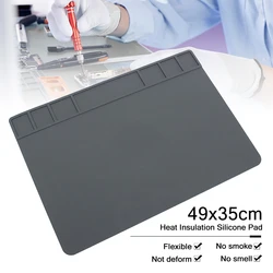 Tapis de bureau en Silicone thermo-isolant, 490x350x5mm, plate-forme de Maintenance résistante à la chaleur pour Station de soudage de téléphones et PC BGA