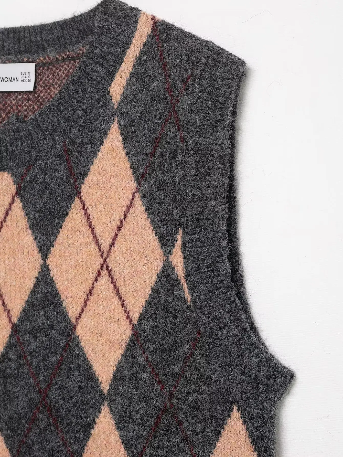 2026 여성 빈티지 O넥 민소매 기하학 패턴 크로셰 니트 조끼 스웨터 여성 시크 조끼 풀오버 탑스 SW9484