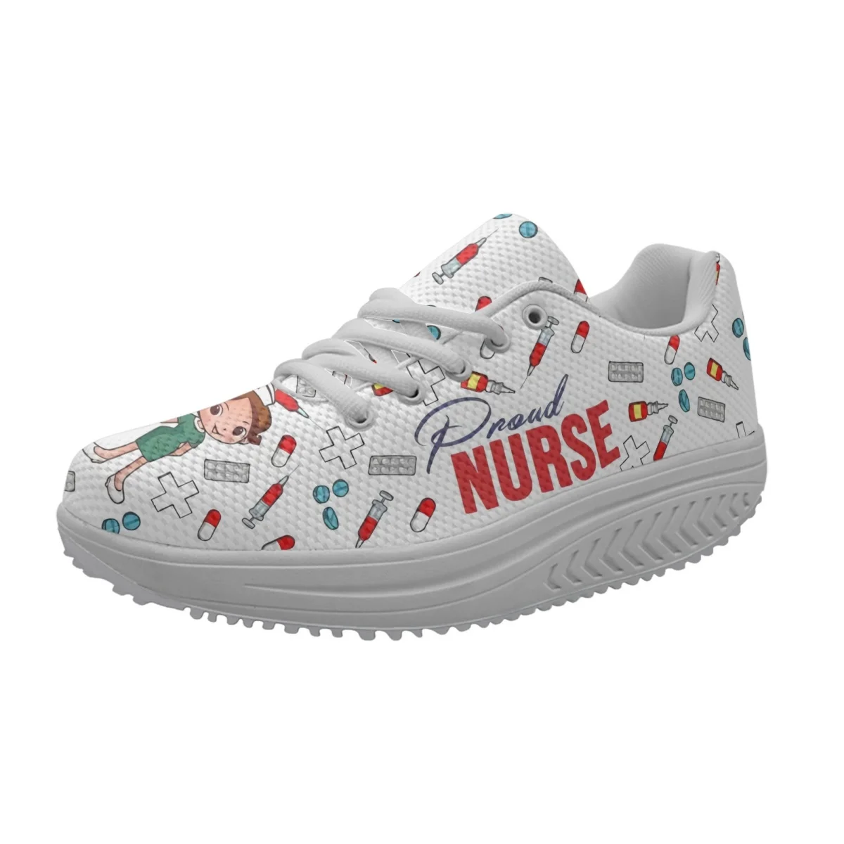 New Fashion Custom Name Nurse Shoes Platform Sneakers for Women\'s Cute Cartoon Premium Sketch Physio Design Zapatillas de Mujer