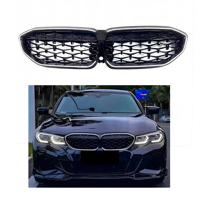 Car accessories LED grill diamond design grille with light for BMW 3 Series G20 320i 330i 2019-2022 car grills