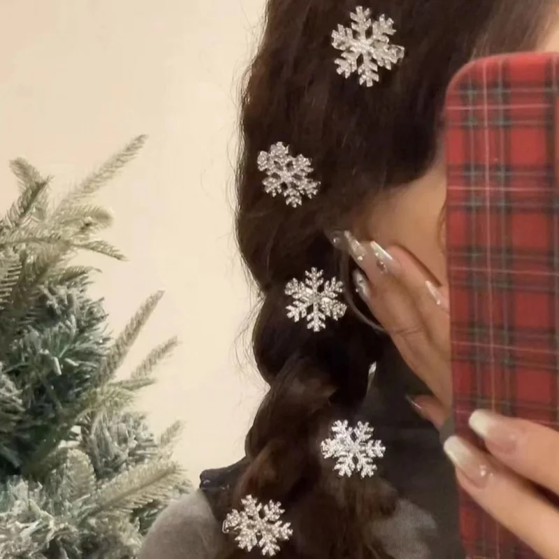 Novo Outono E Inverno Floco De Neve Rhinestone Hairpin Mulheres Ano Novo Versátil Temperamento Jóias Atacado