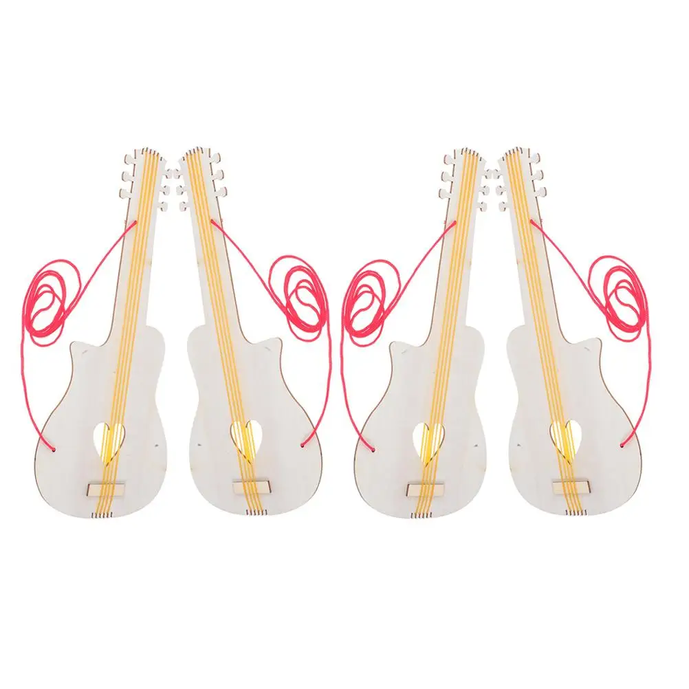 

4 Pcs Kindergarten Wooden Guitar DIY Beginners Crafts Decorate for Kids Decorations