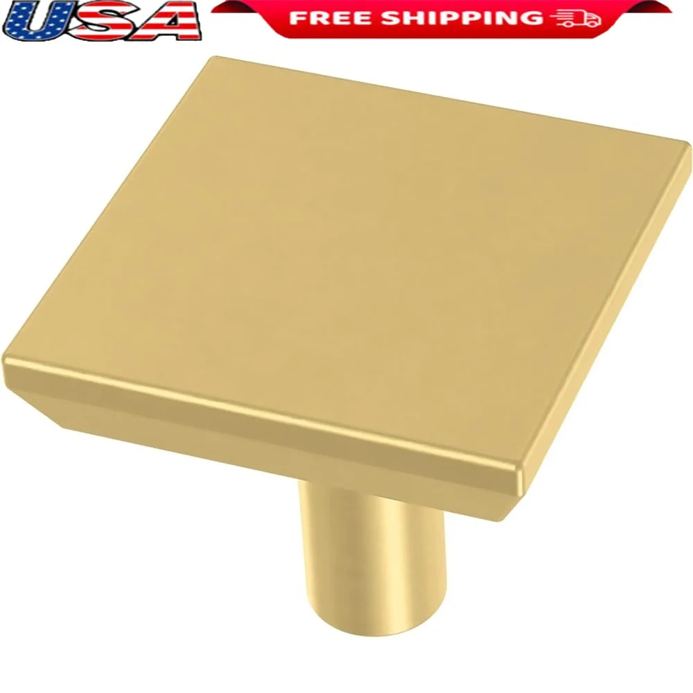 

Modern Gold Cabinet Knobs 10-Pack Durable Square Handles Kitchen Bathroom Furniture Easy Installation 1-1/8 Inch