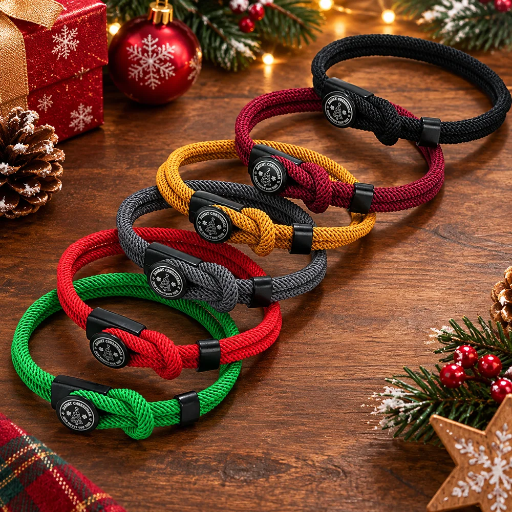 New Christmas Tree Nylon Rope Bracelet Unisex Handmade Weaven 6 Colors Options String Braslet Festival Party Couple Accessories