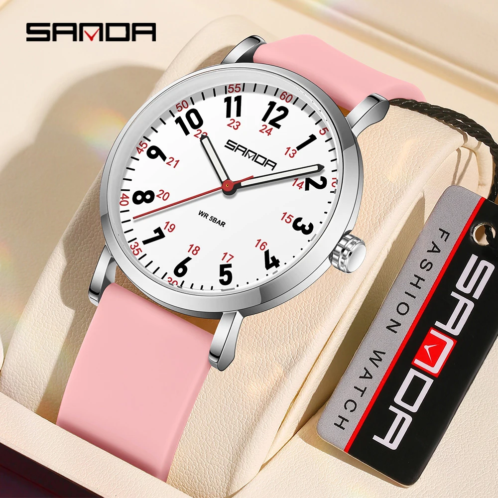 SANDA 여성용 경량 쿼츠 시계 스타일, 심플 캐주얼 2024, 럭셔리 패션, 브랜드 뉴 3267