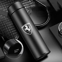Car Emblem Smart Thermos Bottle Portable with Temperature Display Coffee Cup for Ferrari Roma 488 Portofino F8 Roma Spider SF90