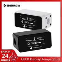 Barrowch Computer Digital Display Water Thermometer,Liquid Build Flow Meter System Monitor,High Temperature Alarm Water Cooler