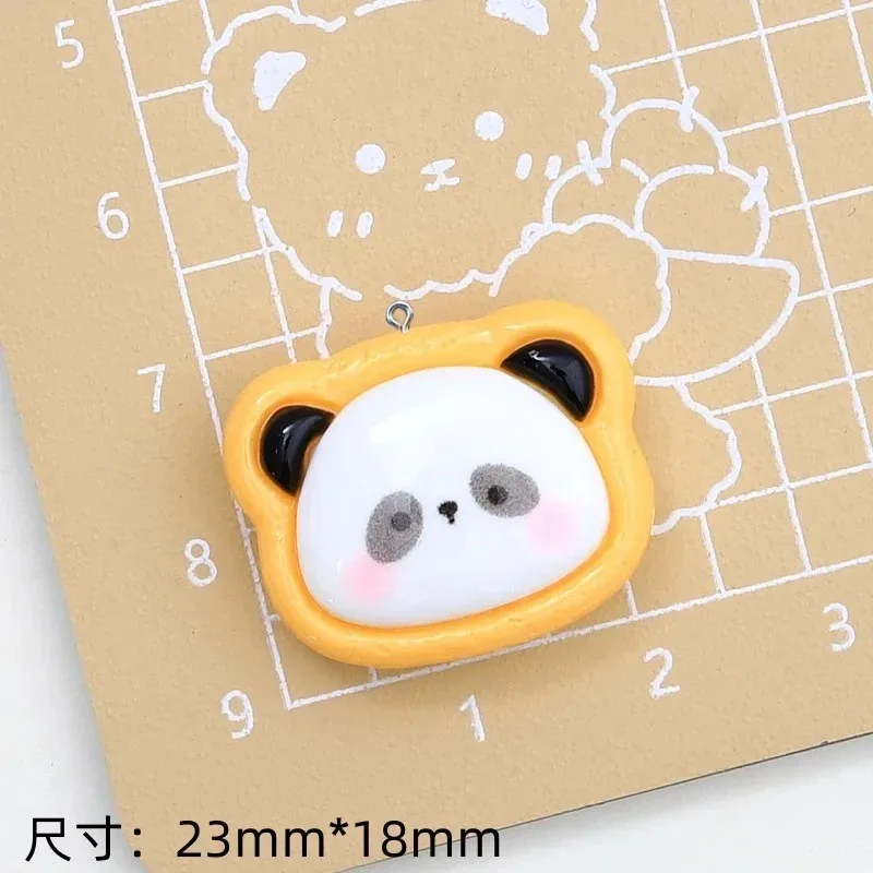 10Pcs Kawaii Bread Biscuit Animal Resin Charms Cartoon Pendants Handmade Jewelry Accessories