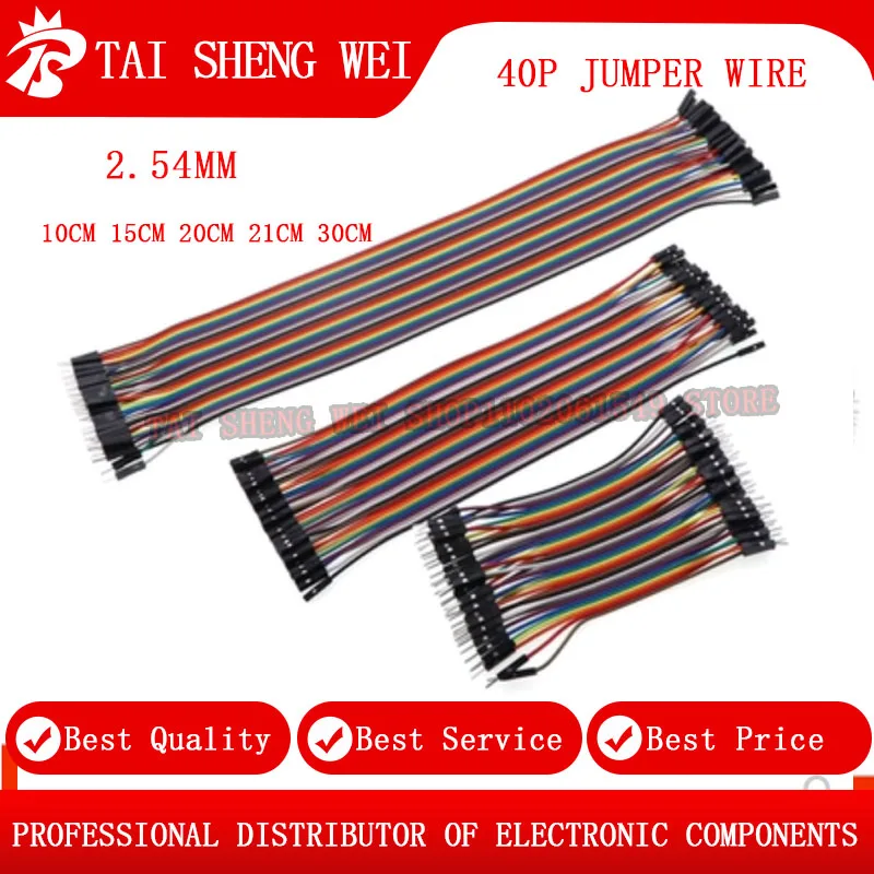 

40Pin 2.54mm Jumper Wire Pins 10cm 15cm 20cm 21cm 30cm Male to Male Female to Female Cable Kit DIY Electron Line for PCB Arduino