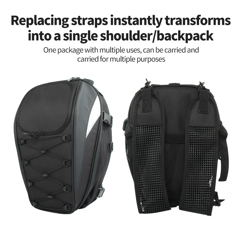 حقيبة دراجة نارية مقاوم للماء دراجة نارية السرج حقيبة عالية السعة دراجة نارية خوذة على ظهره عاكس الذيل حقيبة الأمتعة