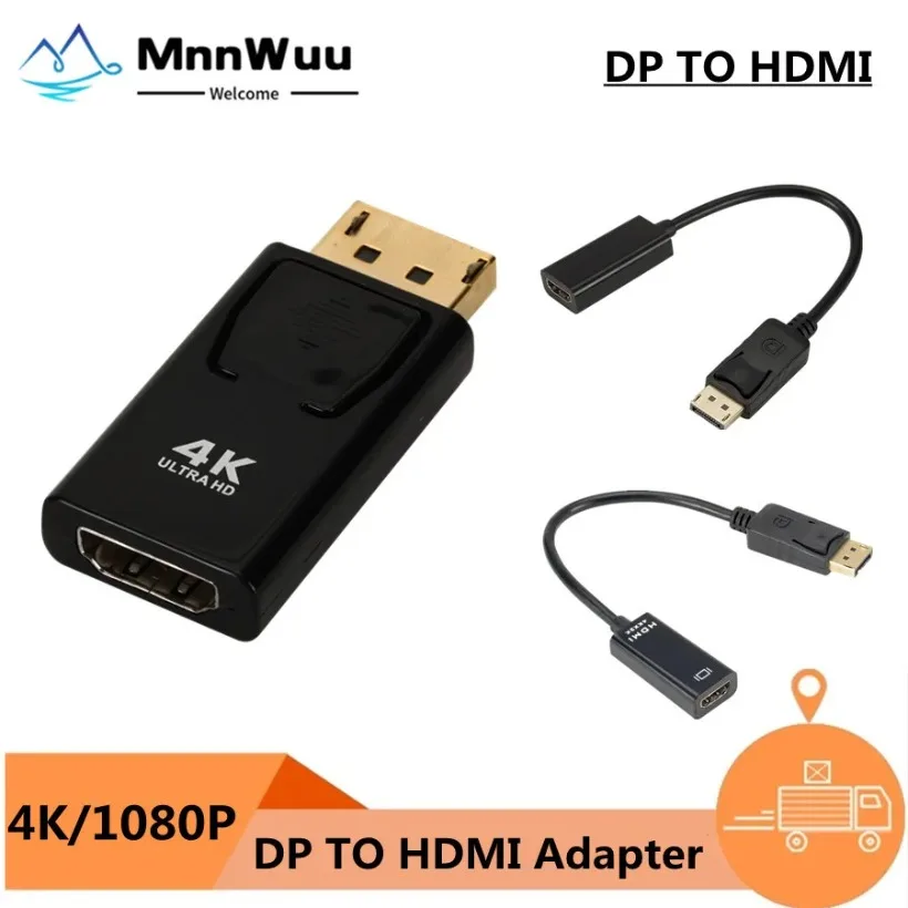 

MnnWuu Display Port to HDMI Adapter 4K Male DP to HDMI Female Video Audio Converter for PC Laptop Projector DisplayPort to HDMI