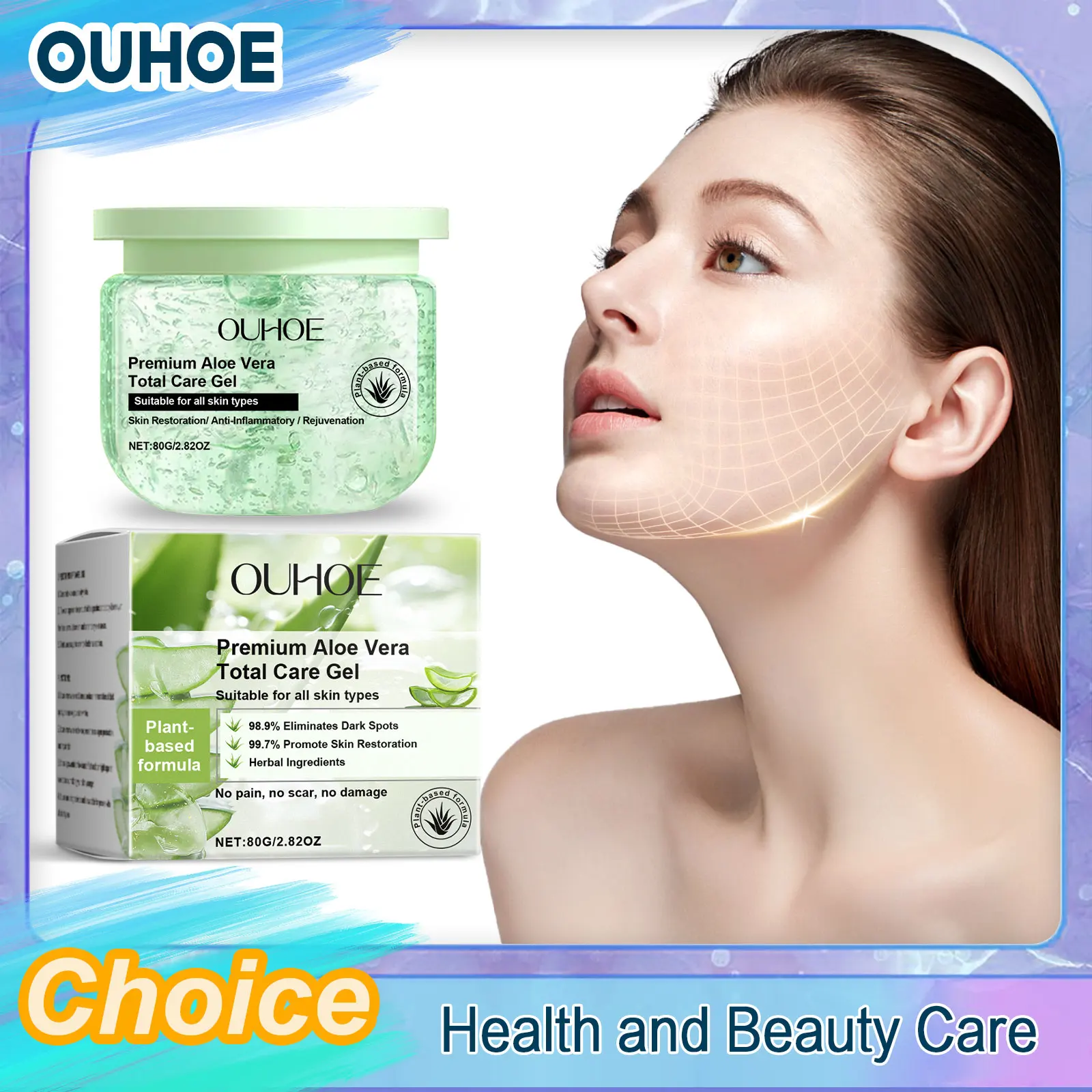 Gel calmante de Aloe Vera ﻿hidratante nutritivo para eliminar la sequedad, antihumedad, manchas oscuras, barrera de reparación, Gel Facial sensible