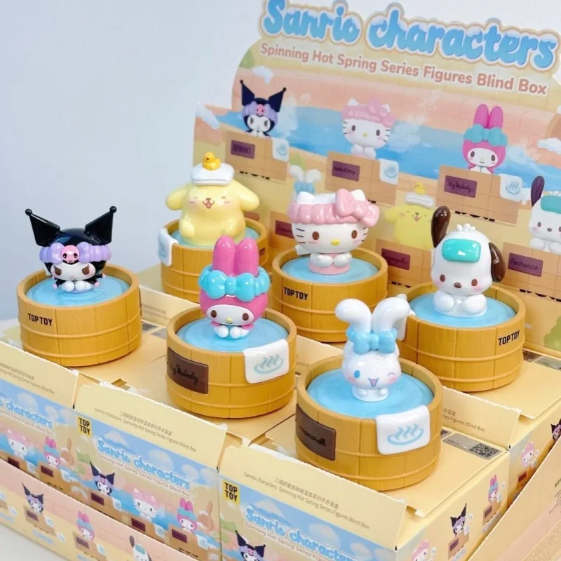 

TOPTOY Sanrio Characters Spinning Hot Spring Series Figures Blind Box Kuromi Kitty Movable Desktop Decoration Birthday Gift Toy