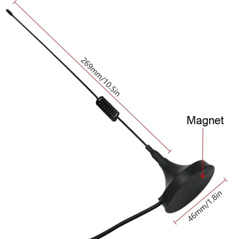 Car Antenna Black FM Radio Antenna With Magnet Base 3M Auto Antenna Replacement Improve Receiving Range Signal Enhancement