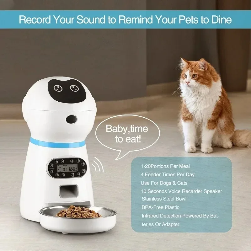 

3.5L Automatic Pet Feeder Smart Food Dispenser For Cats Dogs Timer Stainless Steel Bowl Auto Dog Cat Pet Feeding Pet Supplies