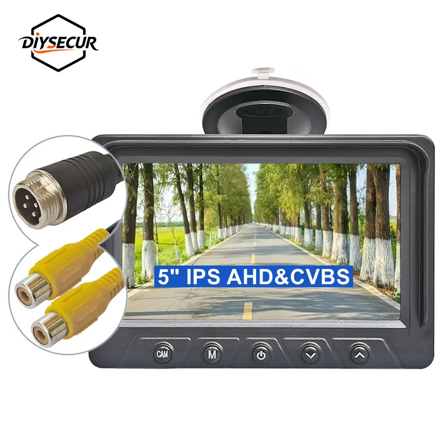 

DIYSECUR 5-дюймовый AHD IPS-монитор заднего вида для автомобиля, цифровой дисплей для камер AHD/CVBS для грузовиков, автобусов и легковых автомобилей