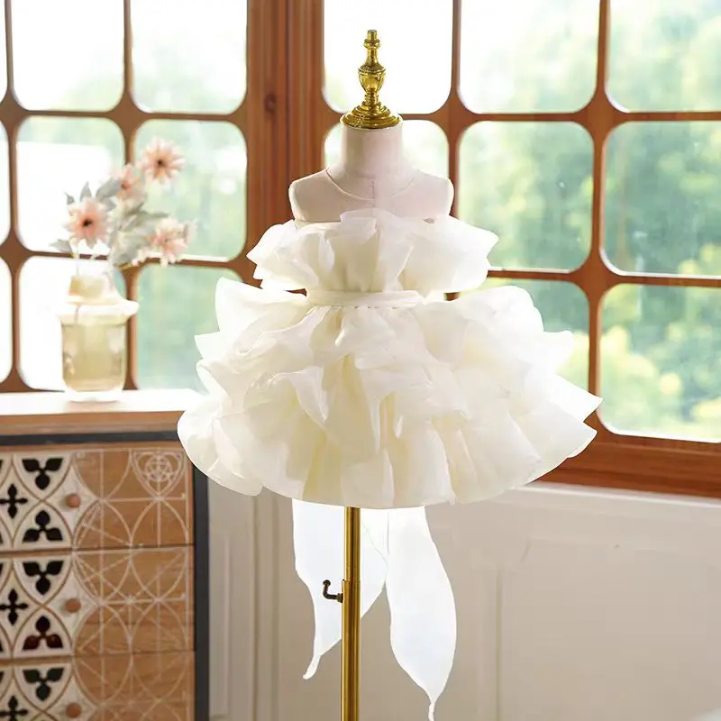 

Dreamy Vow Stylish White Black Baby Girl Dress for Kids 1st Toddler Birthday Holiday Party Princess Knee Length Ball Gown J731