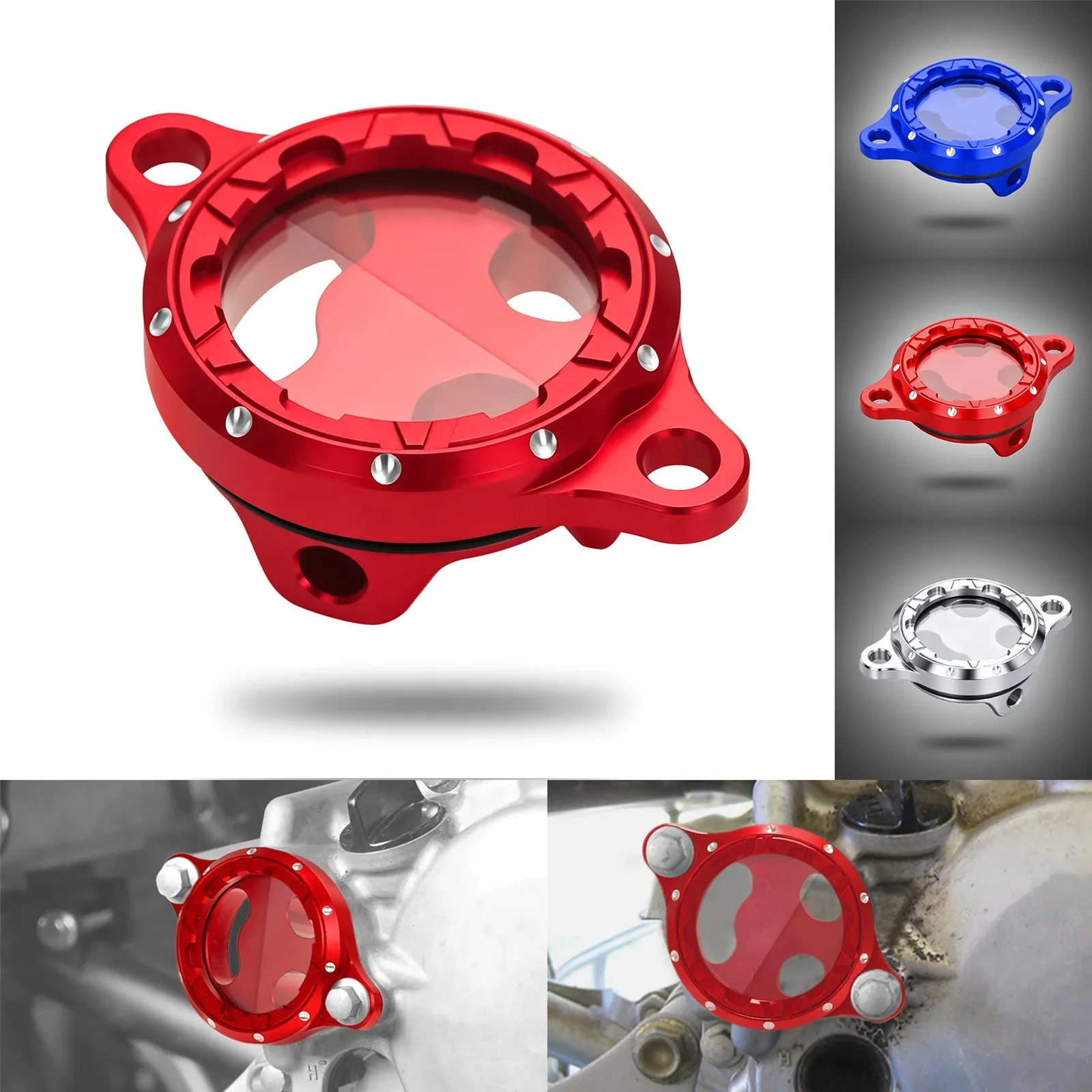 CRF450R 2002-2008 Motorcycle 3D Transparent Oil Filter Cover Clear Engine Filter Protective Cap For Honda CRF450X 2005-2017