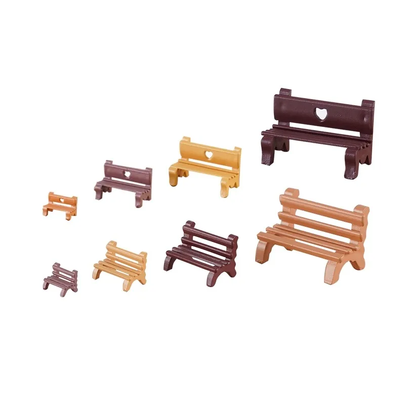 10pcs Miniature Garden Bench Plastic Chair Micro Landscape Decorative Craft Toys Dollhouse Furniture Model Building Accessories