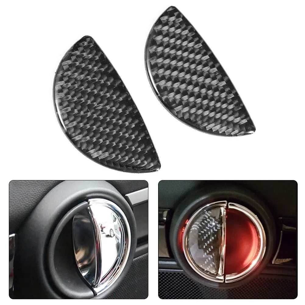 2Pcs Carbon Fiber Car Interior Door Handle Cover Preservation Sticker Trim Fit For Mini Cooper R55/R56/R60