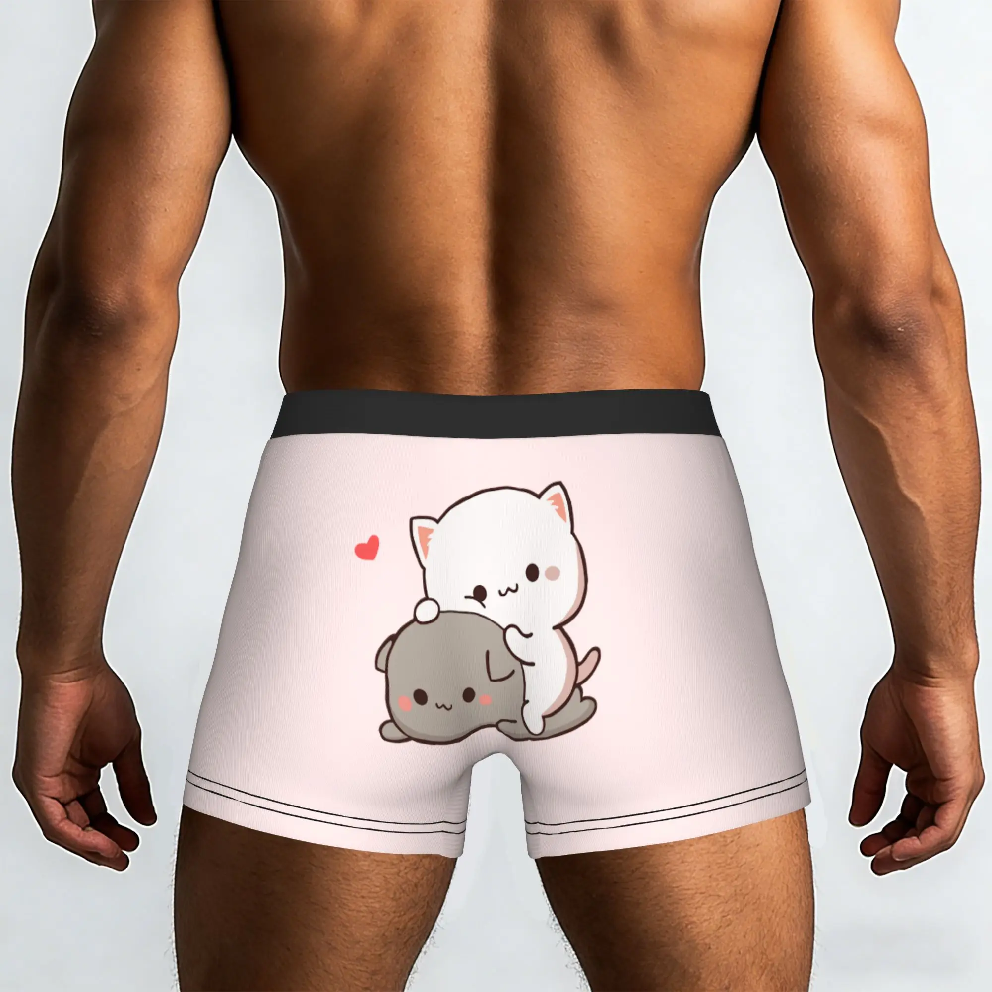 Customized Some Cute Gifs Of Mochi Peach Cats Love Underwear Men Print  Boxer Briefs Shorts Panties Breathable Underpants