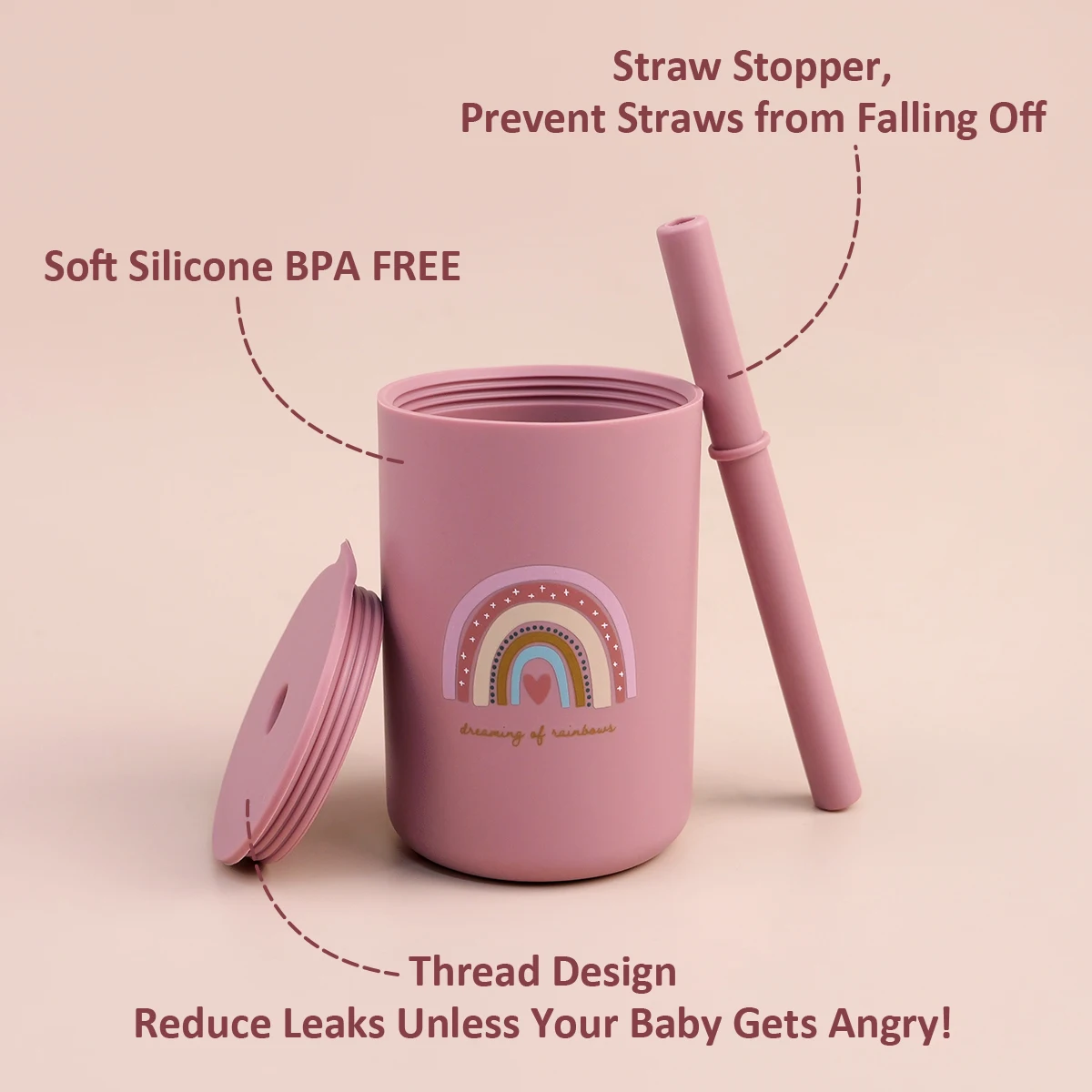 Silicone Baby Feeding Drinkware Straw Cup kid Learning Feeding Bottle Anti-Hot Leakproof Silicone Tableware Toddler Water Bottle