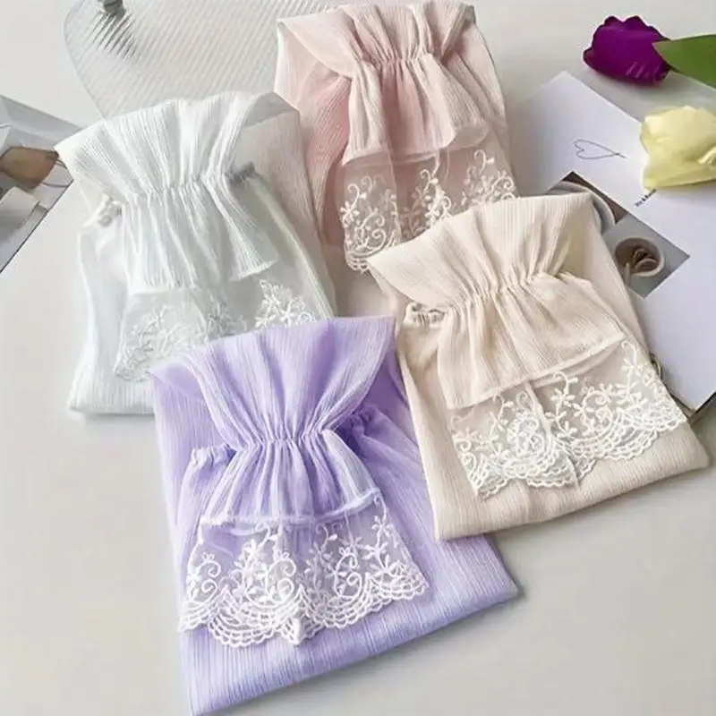 Manchons de Protection solaire pour femmes, manches de glace en dentelle, conduite en plein air, cyclisme, ombrage solaire, Protection UV, manches amples en soie glacée, été