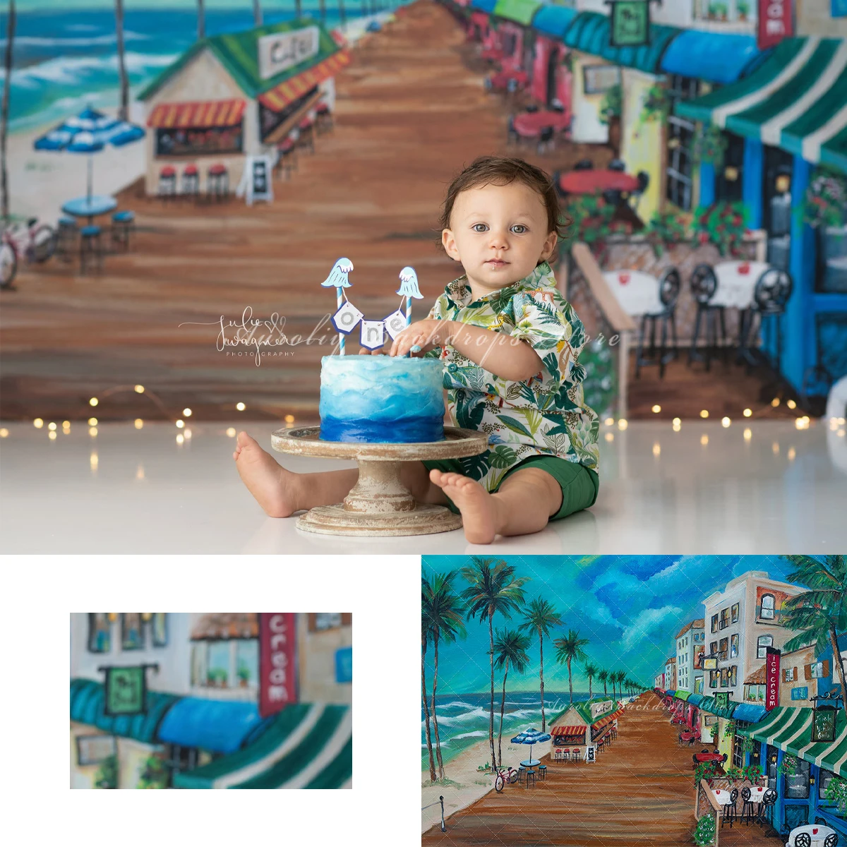 

Haibin Commercial Street Backgrounds Kids Adult Photography Props Child Baby Decors Endless Summer Palm Tree Photo Backdrops