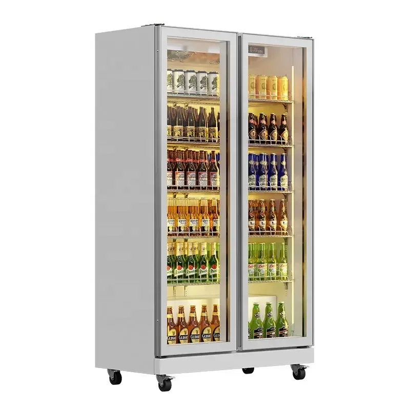 2024 New Open Type Beer Beverage Cabinet Convenience Store Glass Doors Fridge