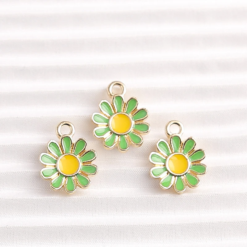 10 stücke 11x15mm niedliche bunte Emaille Blume Charms Anhänger für DIY Tropfen Ohrringe Halsketten Armbänder Schmuck machen Accessoires – Detail 4