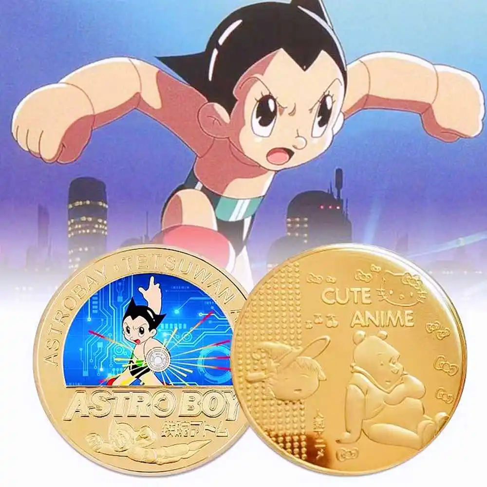 Astro Boy Coin Metal A-Astro Boy Coin Tcg Anime Commemorative Coins Collectibles Cartoon Medal Kids Toys Gifts Souvenir Badge