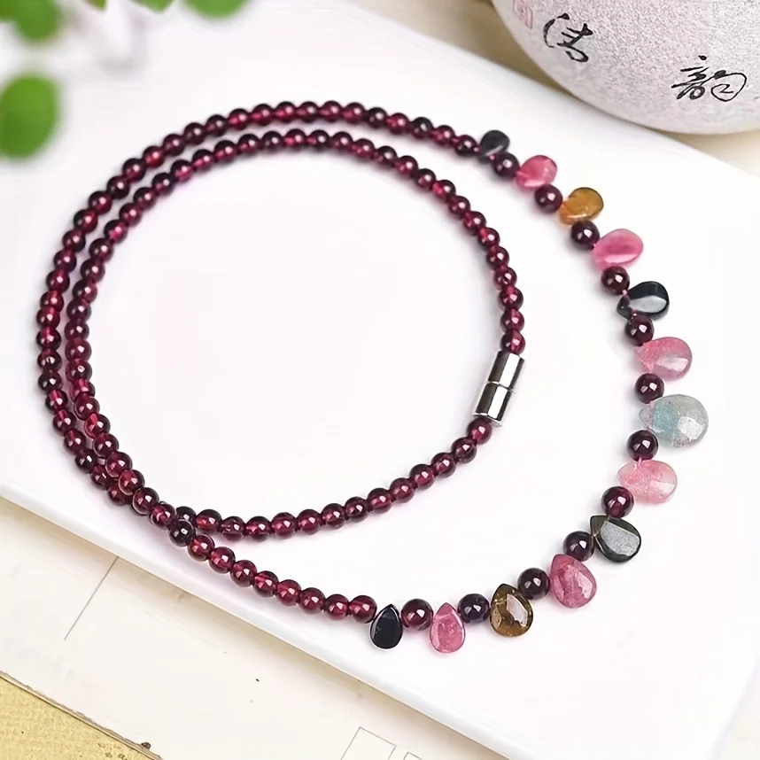 natural garnet rainbow tourmaline necklace home decoration spiritual healing crystal