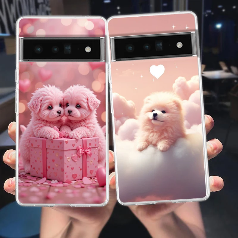 

Phone Case Cover for Google Pixel 9 8 7 6 5 4 4XL Soft TPU 7A 6A 5A 4A 3A Pro XL 5G Transparent Shell Cute Little Dog Fundas Bag