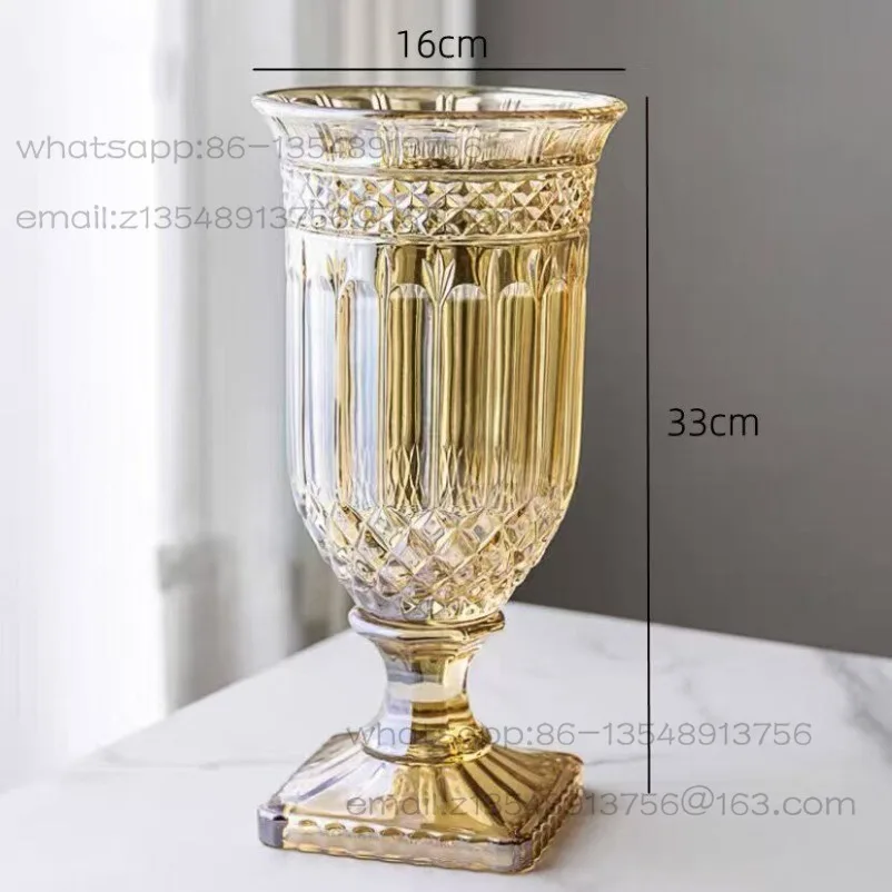 European light luxury crystal glass vase ornament, living room flower arrangement ornament, advanced water flower gardener