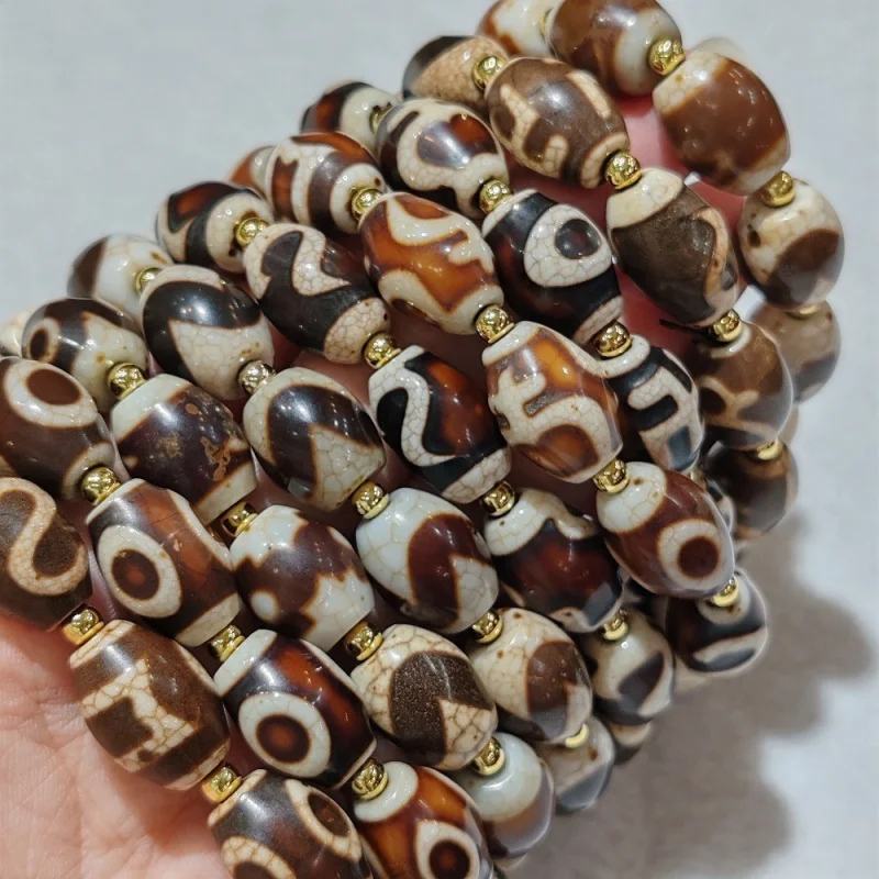 Natural Agate Fire Supply Scale Gracked Glaze Tiger Tooth Ruyi Duobao Beads Bracelet
