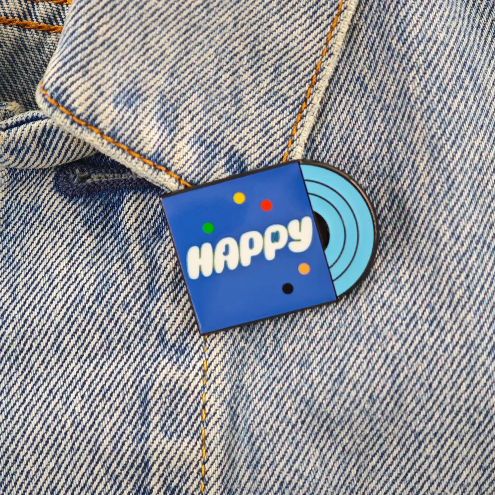 Kpop Jin Happy Solo Album Brosche Blaue Vinyl-Schallplatte Metall-Abzeichen Kim Seokjin Emaille-Pin Fankollektion Geschenk-Accessoire – Detail 5