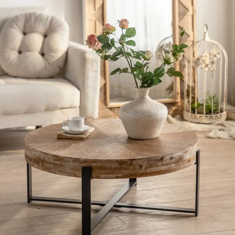 Luxury Wood Coffee Table Aesthetic Round Minimalist Unique Side Table Center Service Designer Mesas Bajas Lounge Suite Furniture